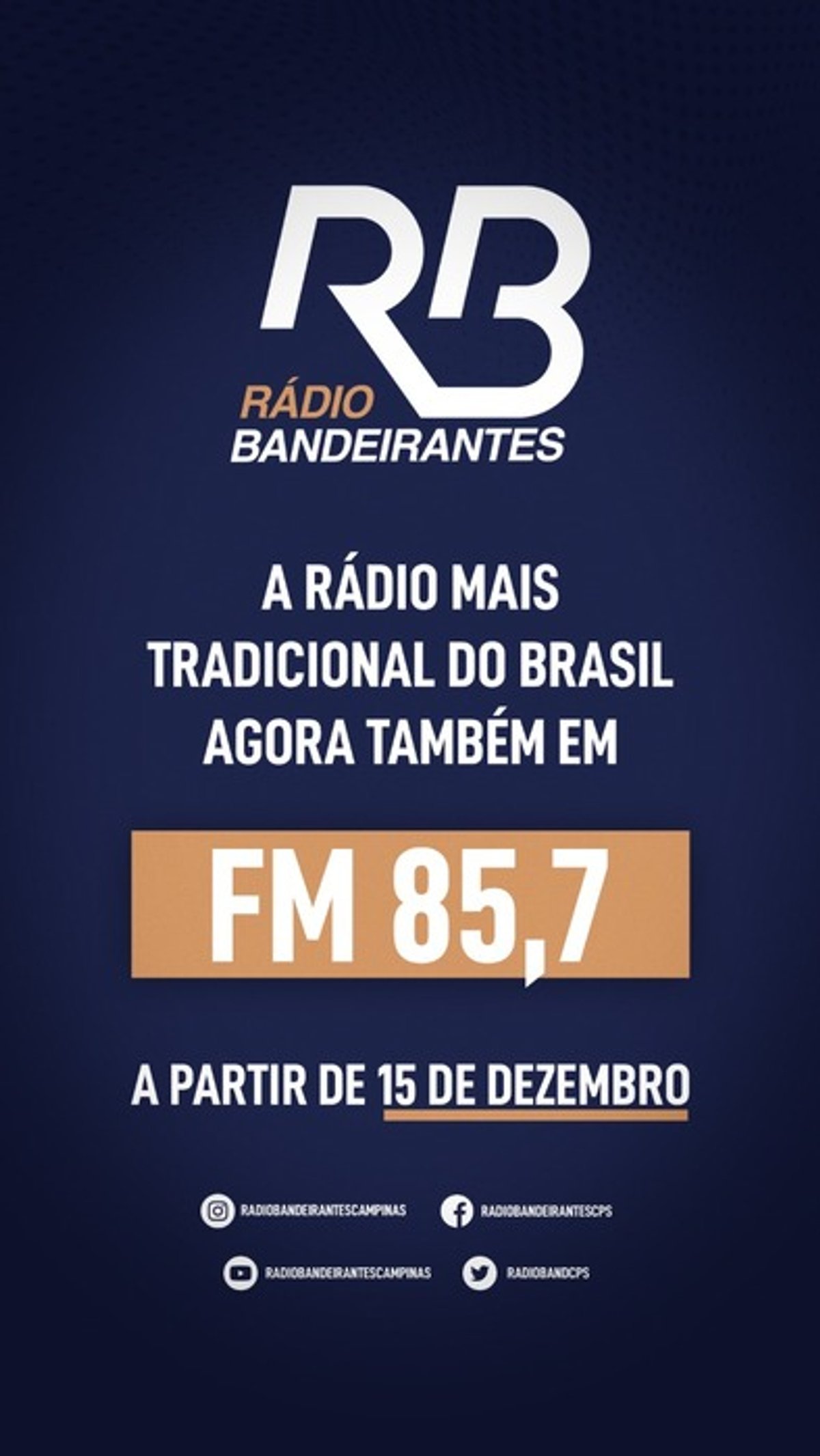 Rádio Bandeirantes inicia transmissões em caráter científico no eFM em Campinas a partir do dia 15