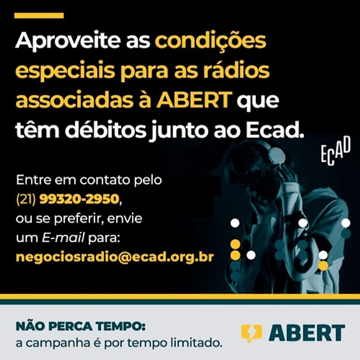 Campanha oferece condições especiais para associados da ABERT na regularização de débitos com o ECAD