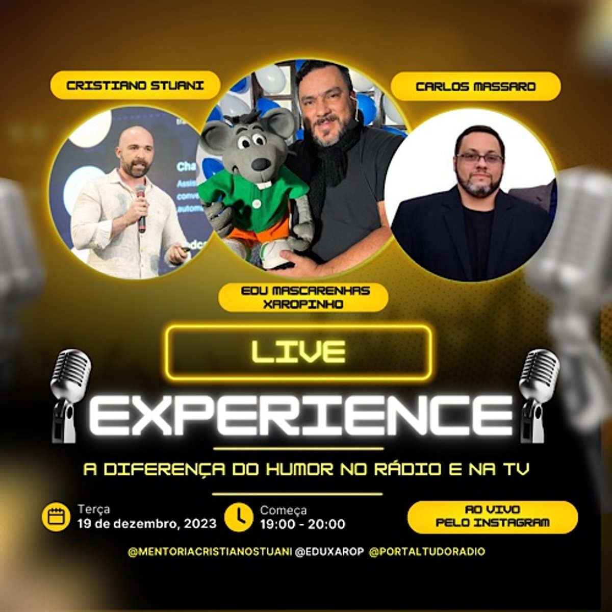 Live Experience vai debater o humor no rádio e na televisão e traz como convidado Edu Mascarenhas