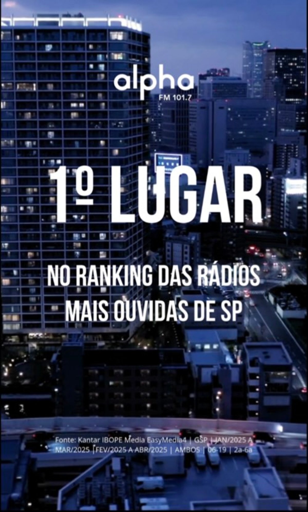 Alpha FM reforça sua liderança de audiência com campanha institucional em São Paulo