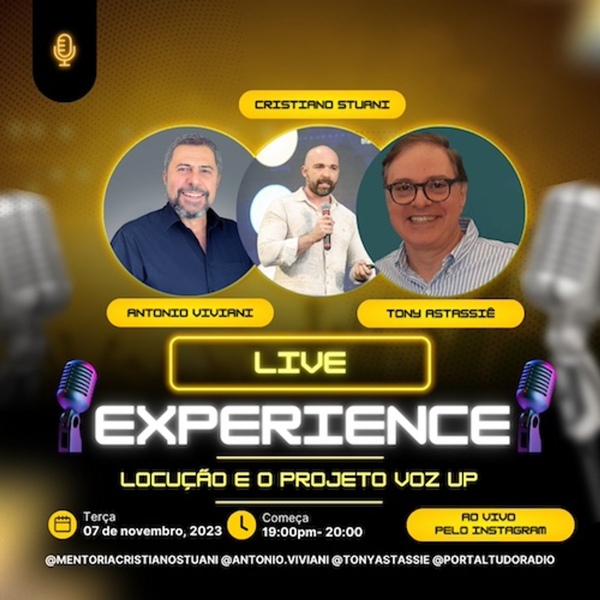 Antônio Viviani e Tony Astassiê apresentam projeto VOZ UP durante o primeiro LIVE EXPERIENCE