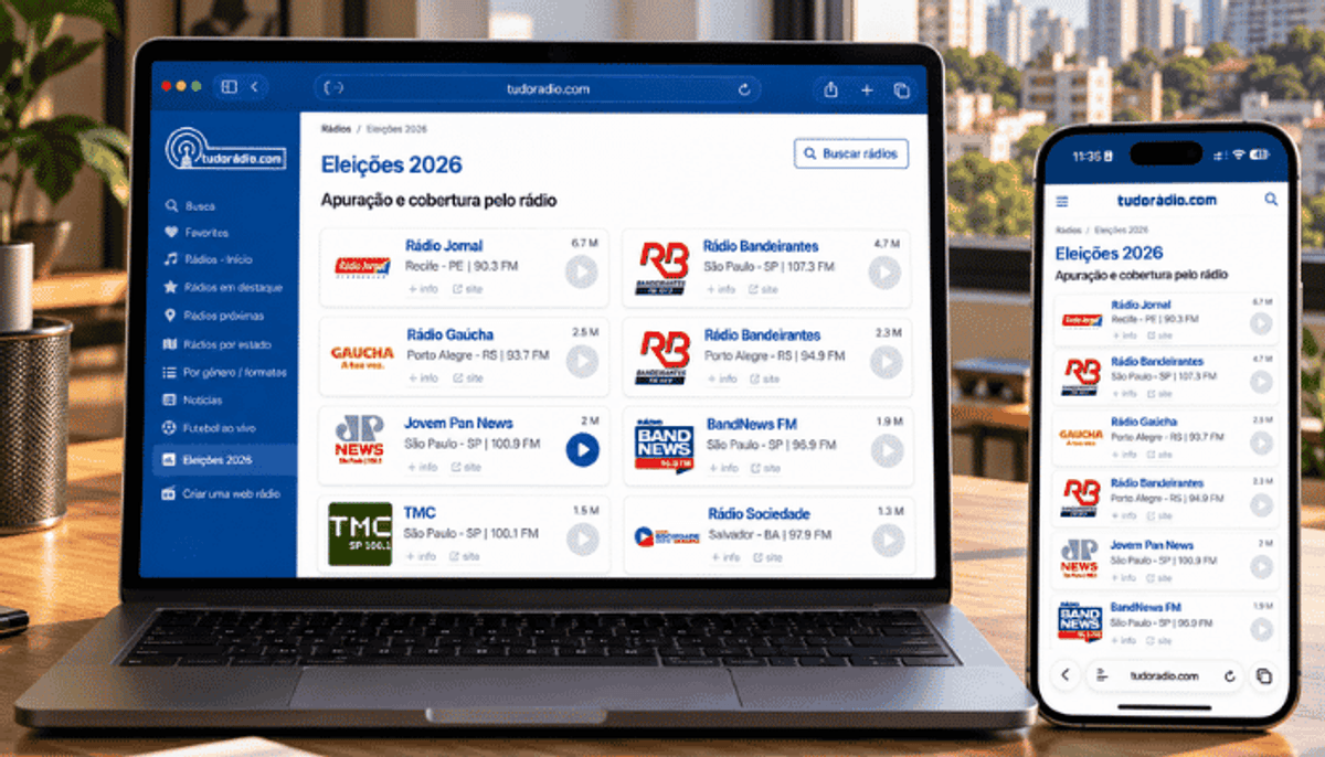 Eleições 2026: tudoradio.com reúne rádios para acompanhar cobertura e apuração do primeiro turno