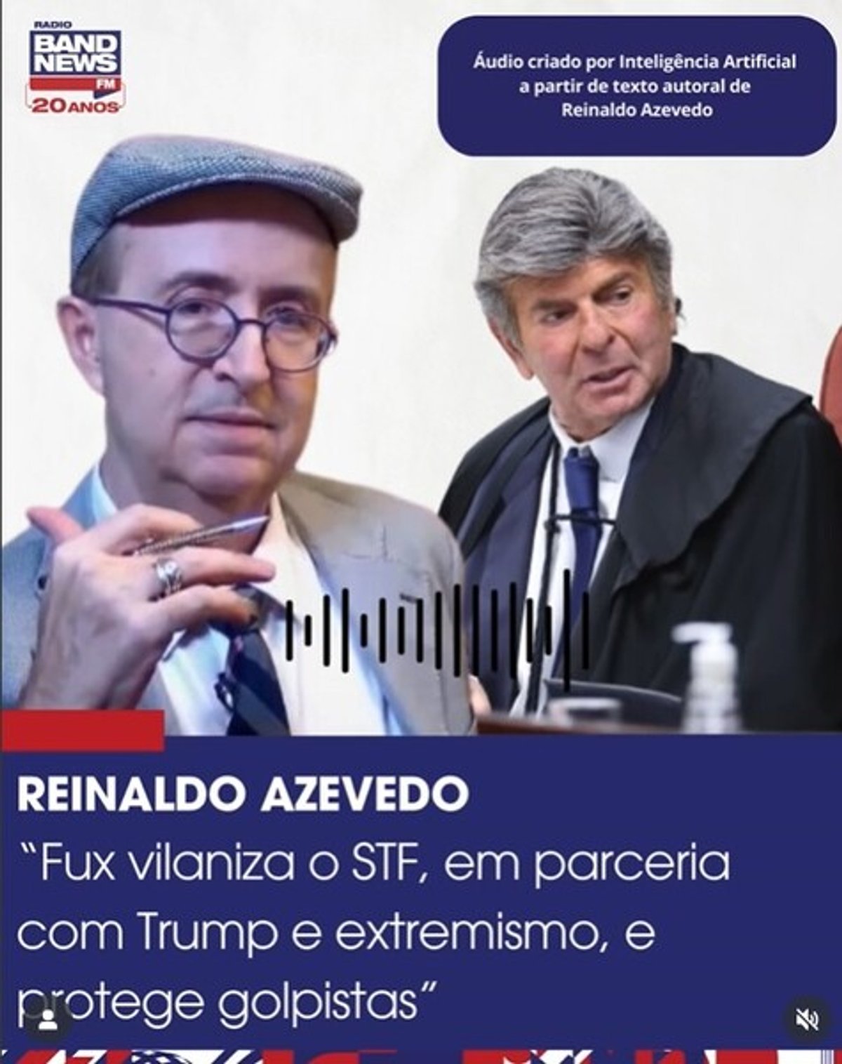 BandNews FM utiliza IA para veicular comentário de Reinaldo Azevedo; Grupo Bandeirantes treina equipes para a tecnologia
