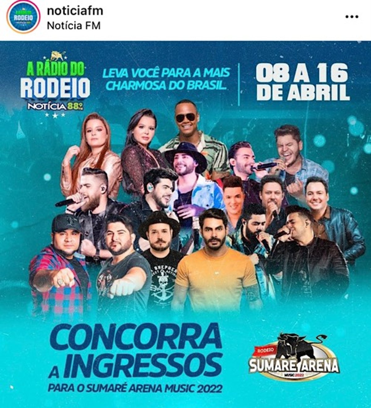 Notícia FM promove sorteios de ingressos para o Sumaré Arena Music