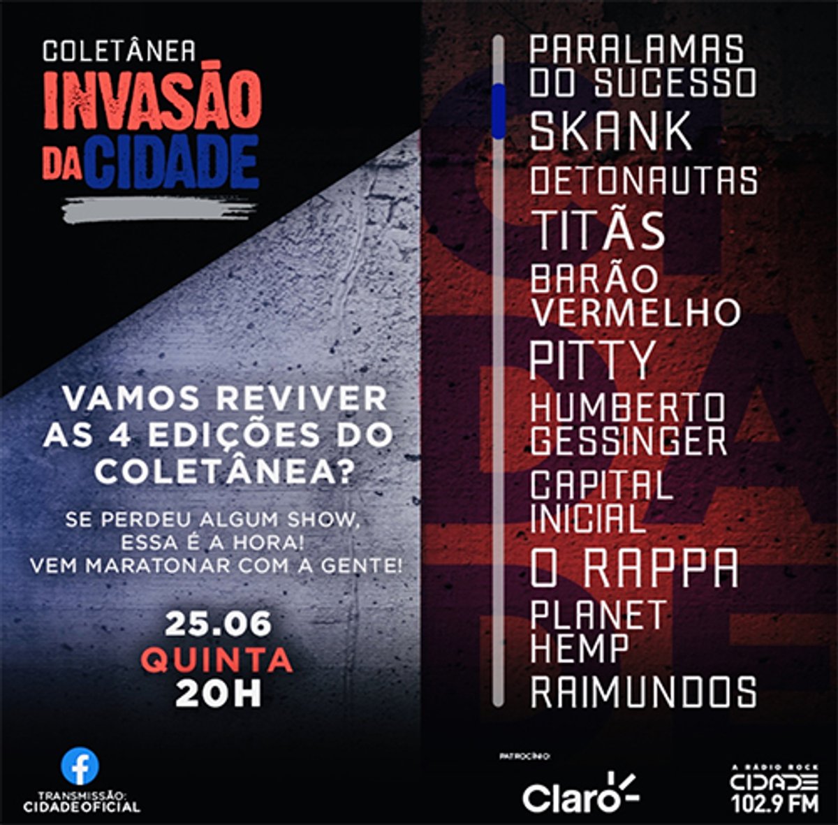 Rádio Cidade retransmite shows do projeto Invasão da Cidade no Rio de Janeiro