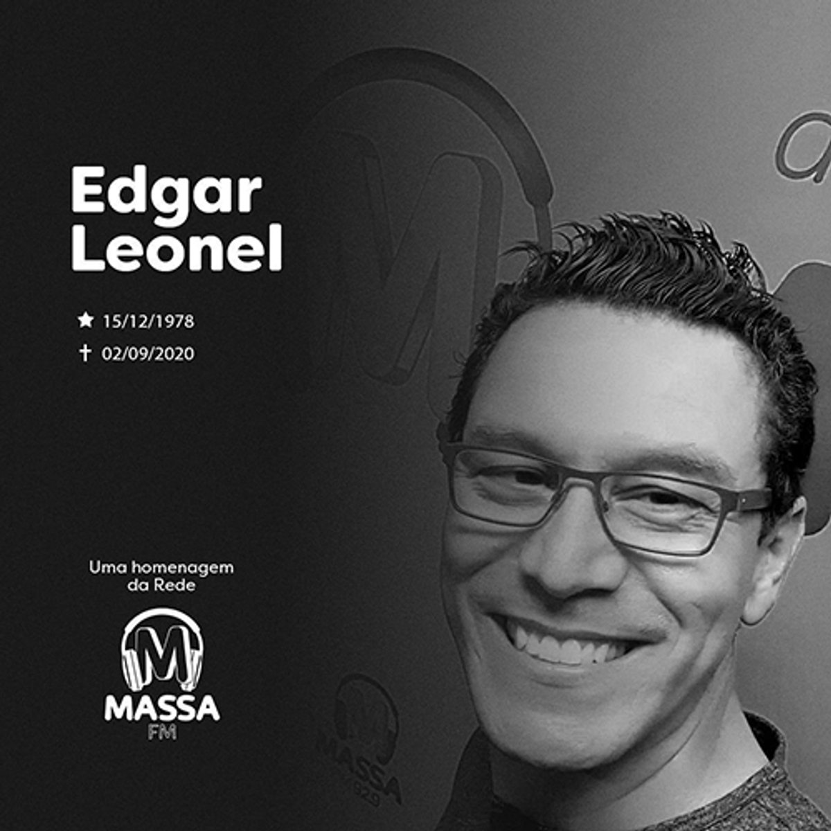 Luto: Massa FM faz homenagem ao locutor Edgar Leonel, que faleceu nesta quarta-feira (2), em São Paulo