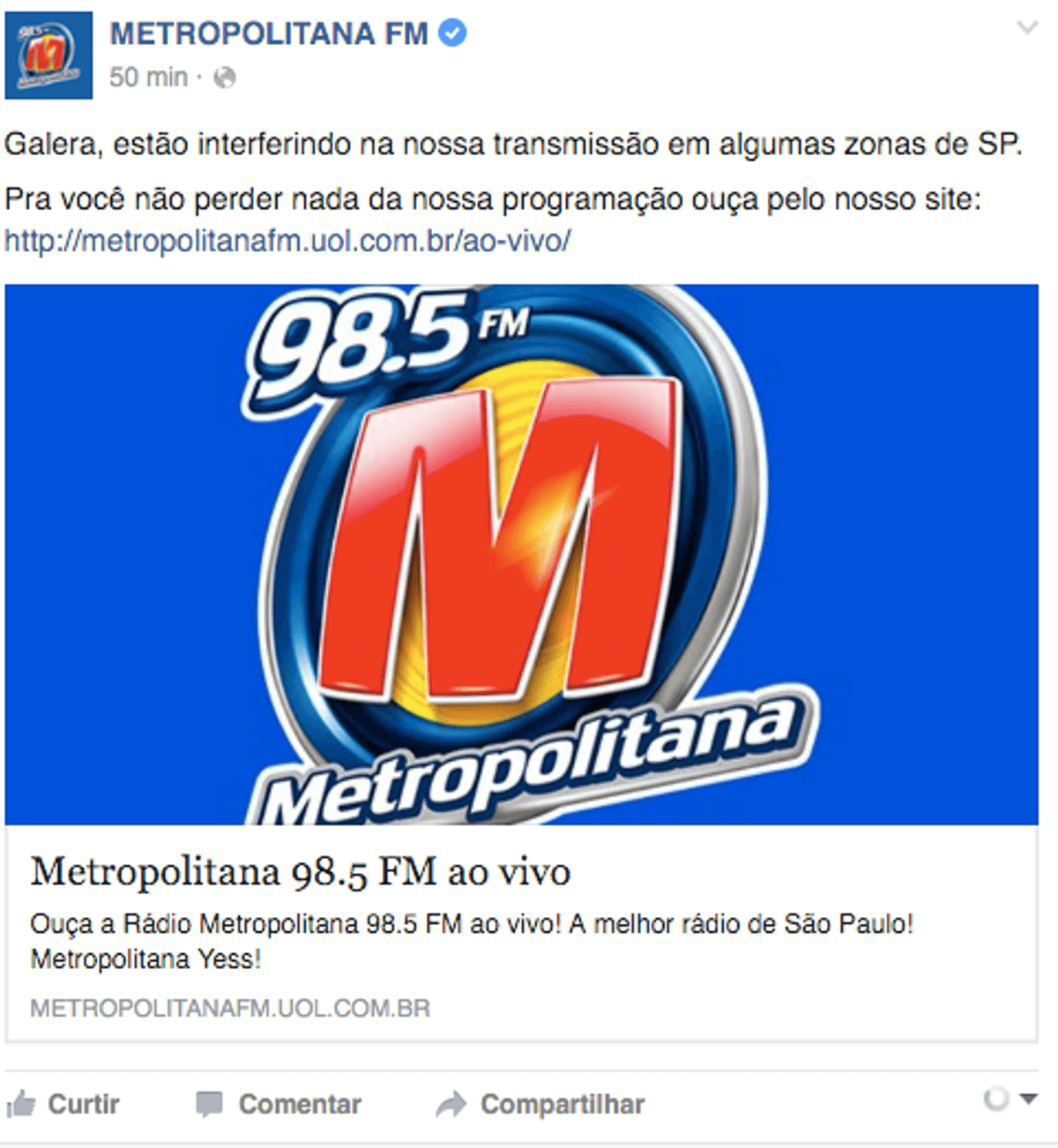 Extra: Metropolitana FM sofre com interferências em seu canal na capital paulista