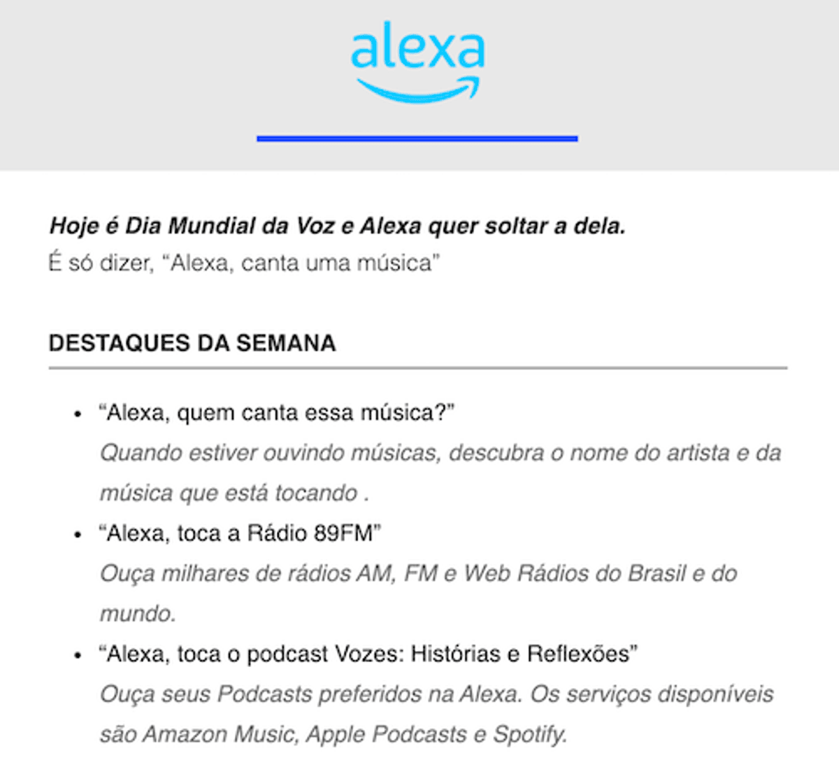 Curiosidade: No Dia Mundial da Voz, Alexa traz a 89 FM A Rádio Rock como um de seus destaques
