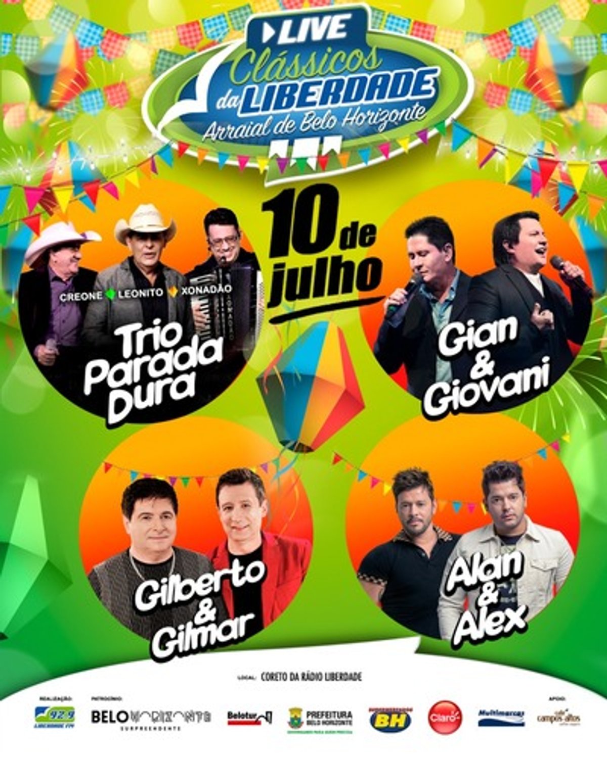 Liberdade FM realiza live com nomes clássicos da música sertaneja em Belo Horizonte