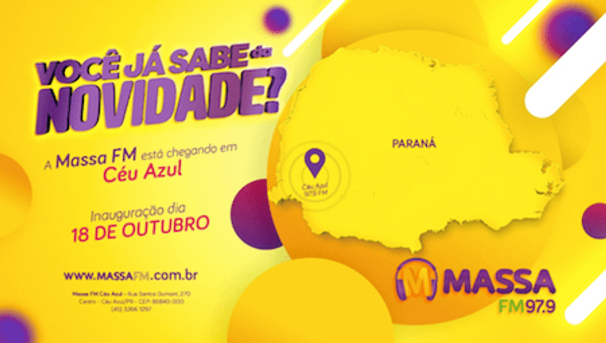 Rede Massa FM estreia afiliada em migrante AM-FM no interior do Paraná