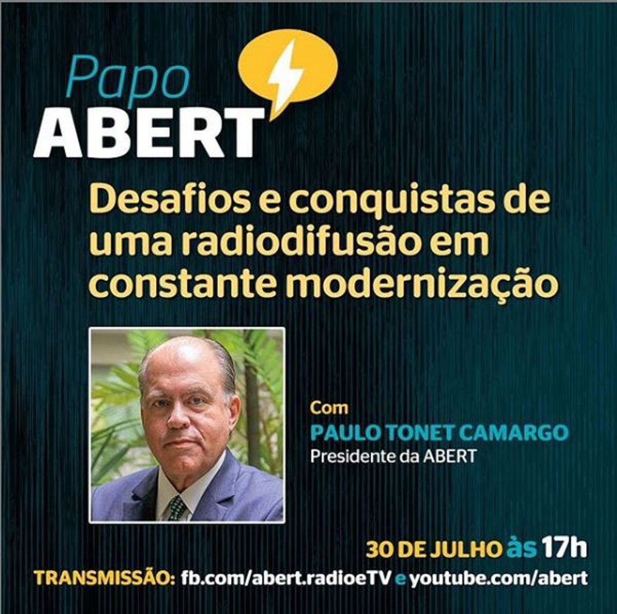 Papo ABERT, novo projeto da ABERT, tem sua estreia marcada para o dia 30 em Brasília