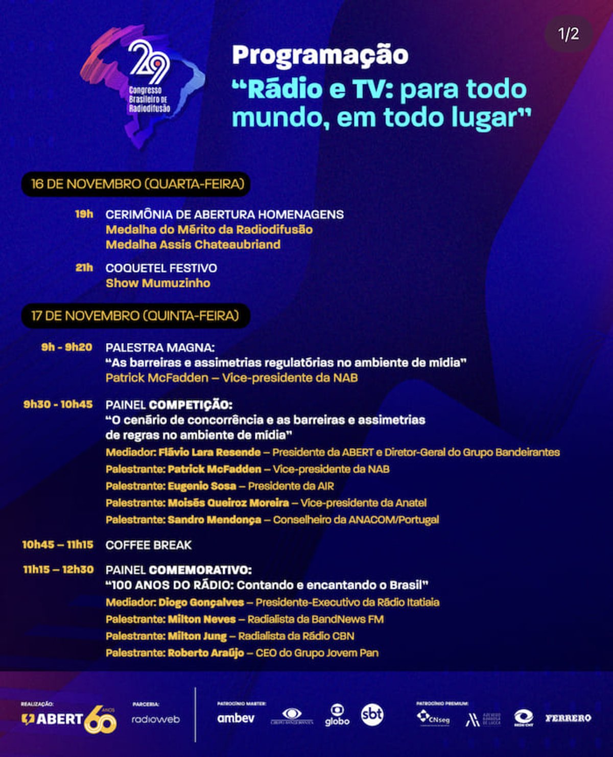 Em seu primeiro congresso desde 2018, ABERT confirma programação completa para a próxima semana