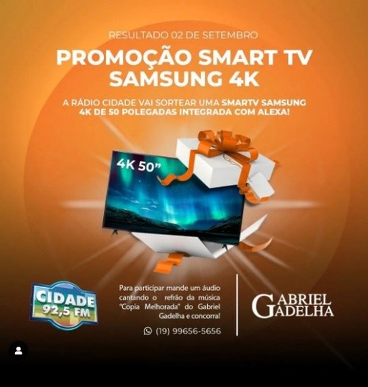 Cidade FM movimenta ações em Campinas (SP) com sorteios de Smart TV e bicicleta