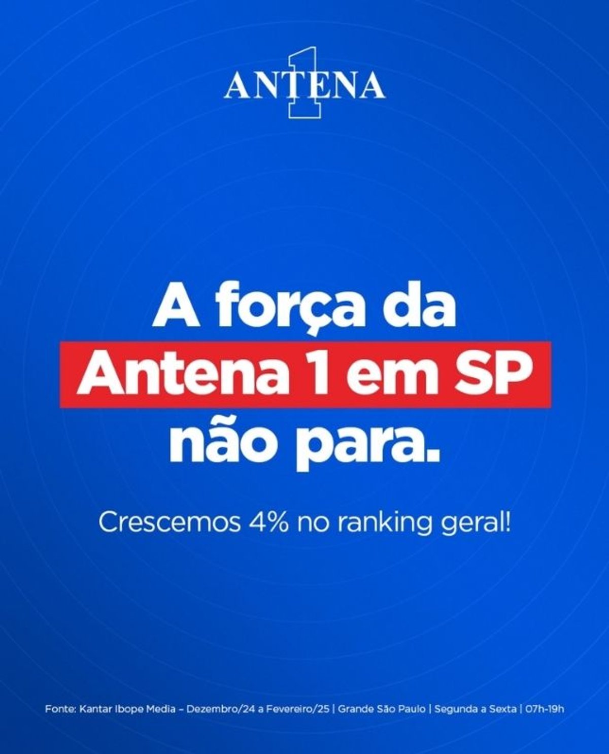 Antena 1 continua no top 3 em São Paulo e Brasília; rádio amplia liderança em Campinas
