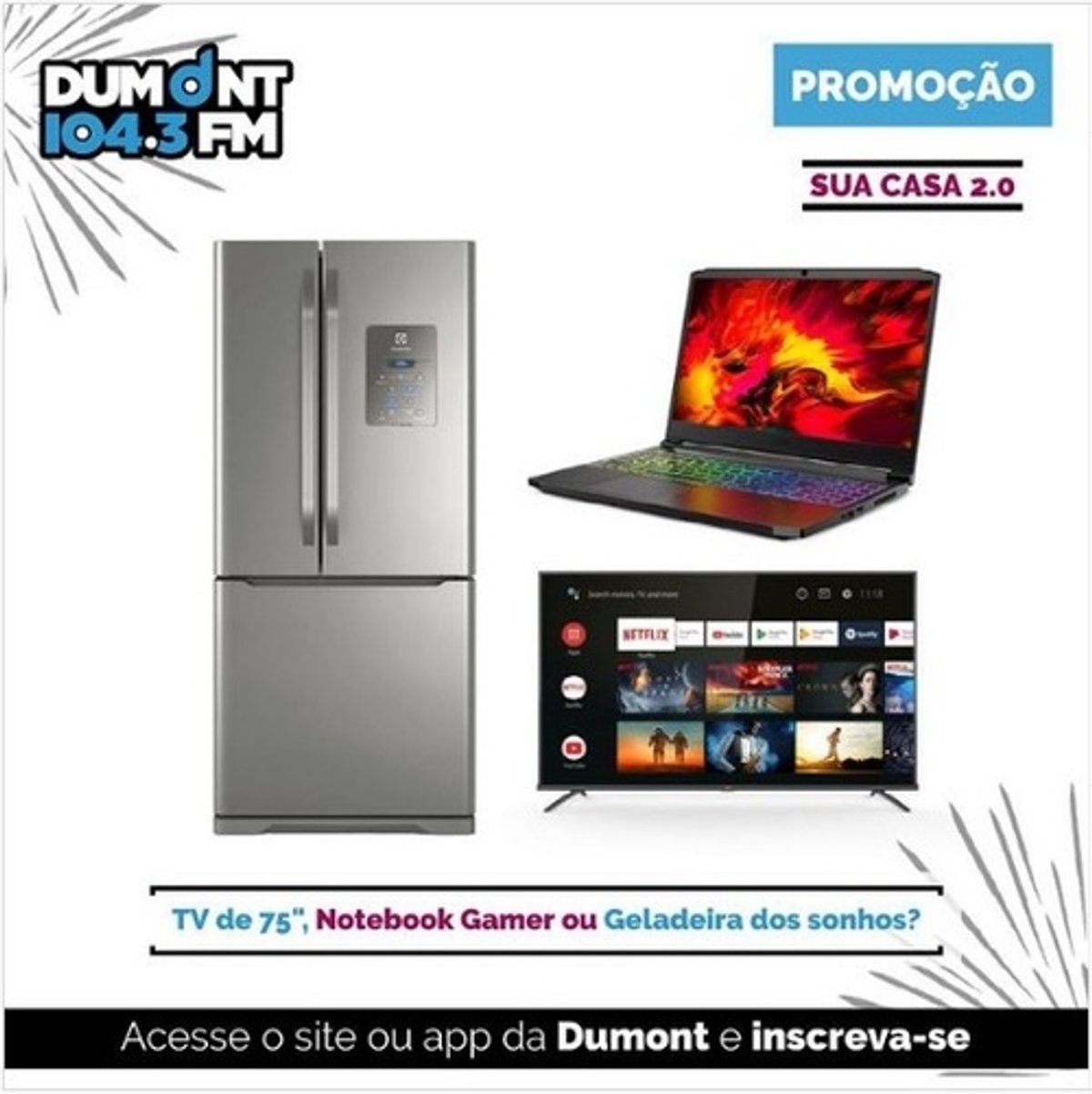 Dumont FM promove ação e possibilita audiência escolher entre três opções de premiações