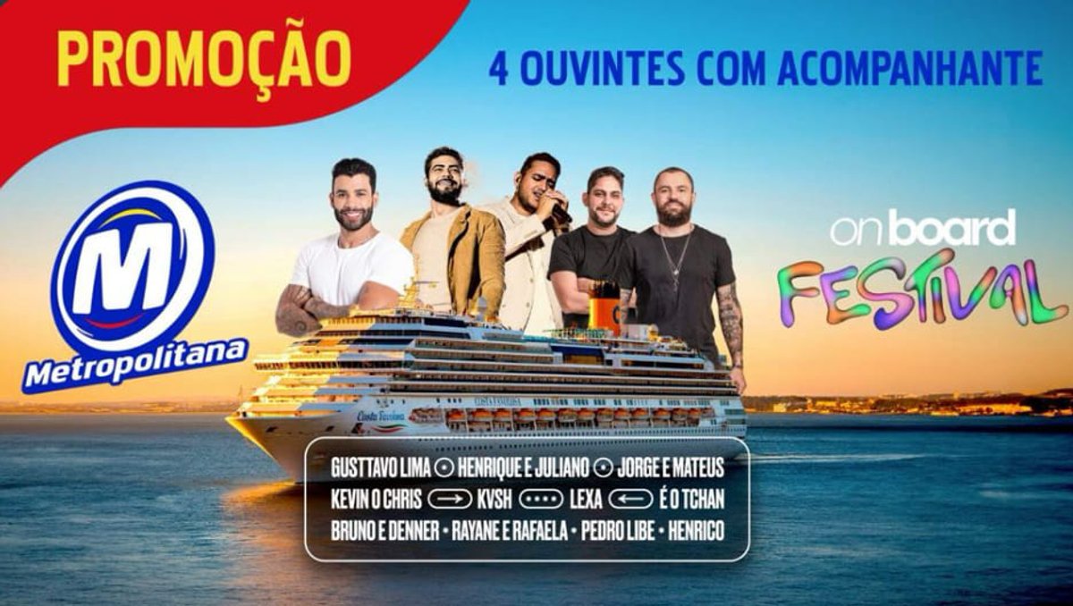 Metropolitana FM lança promoção Navio On Board Festival na Metropolitana