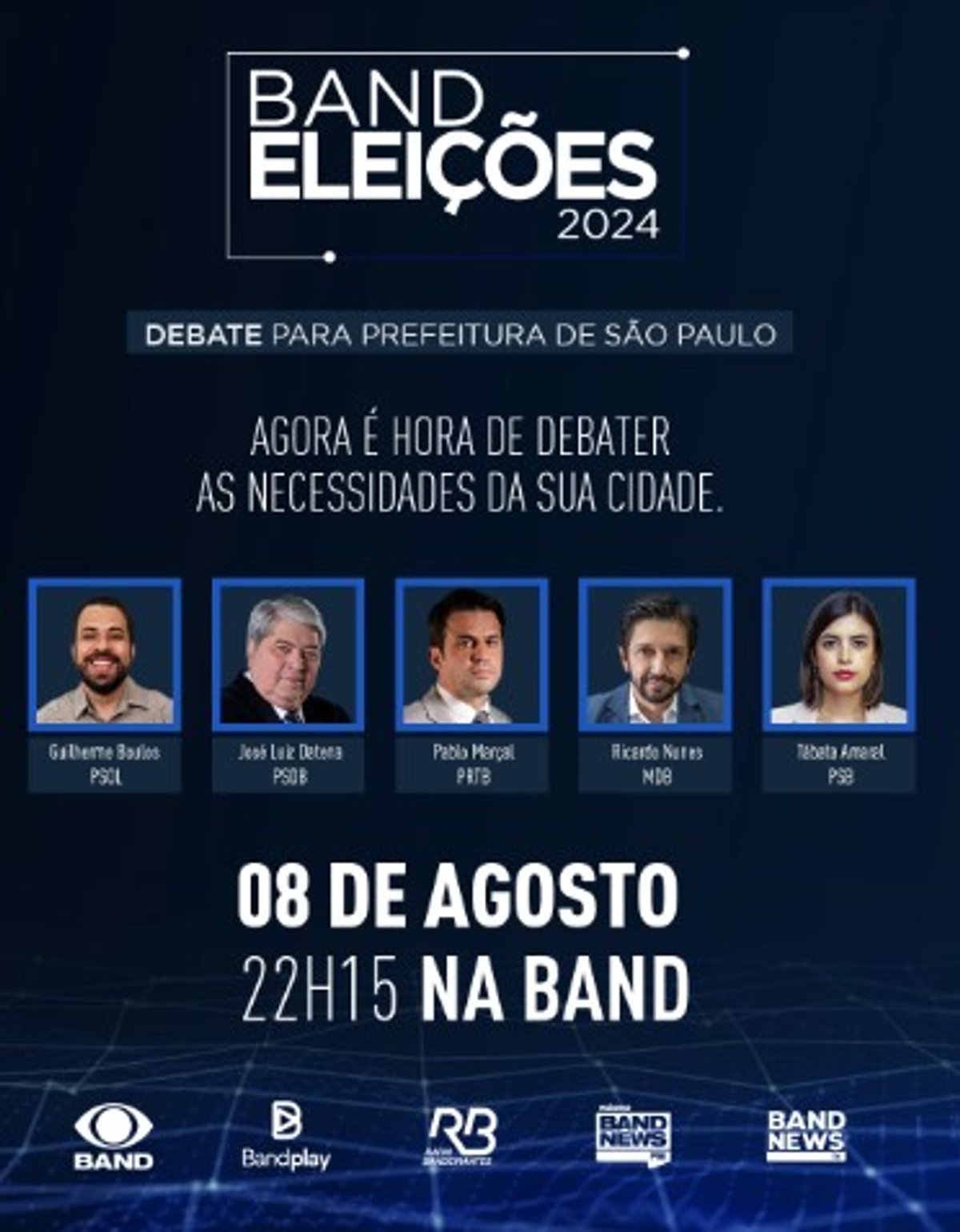Emissoras do Grupo Bandeirantes promovem os primeiros debates entre candidatos a prefeito nesta quinta-feira (8)