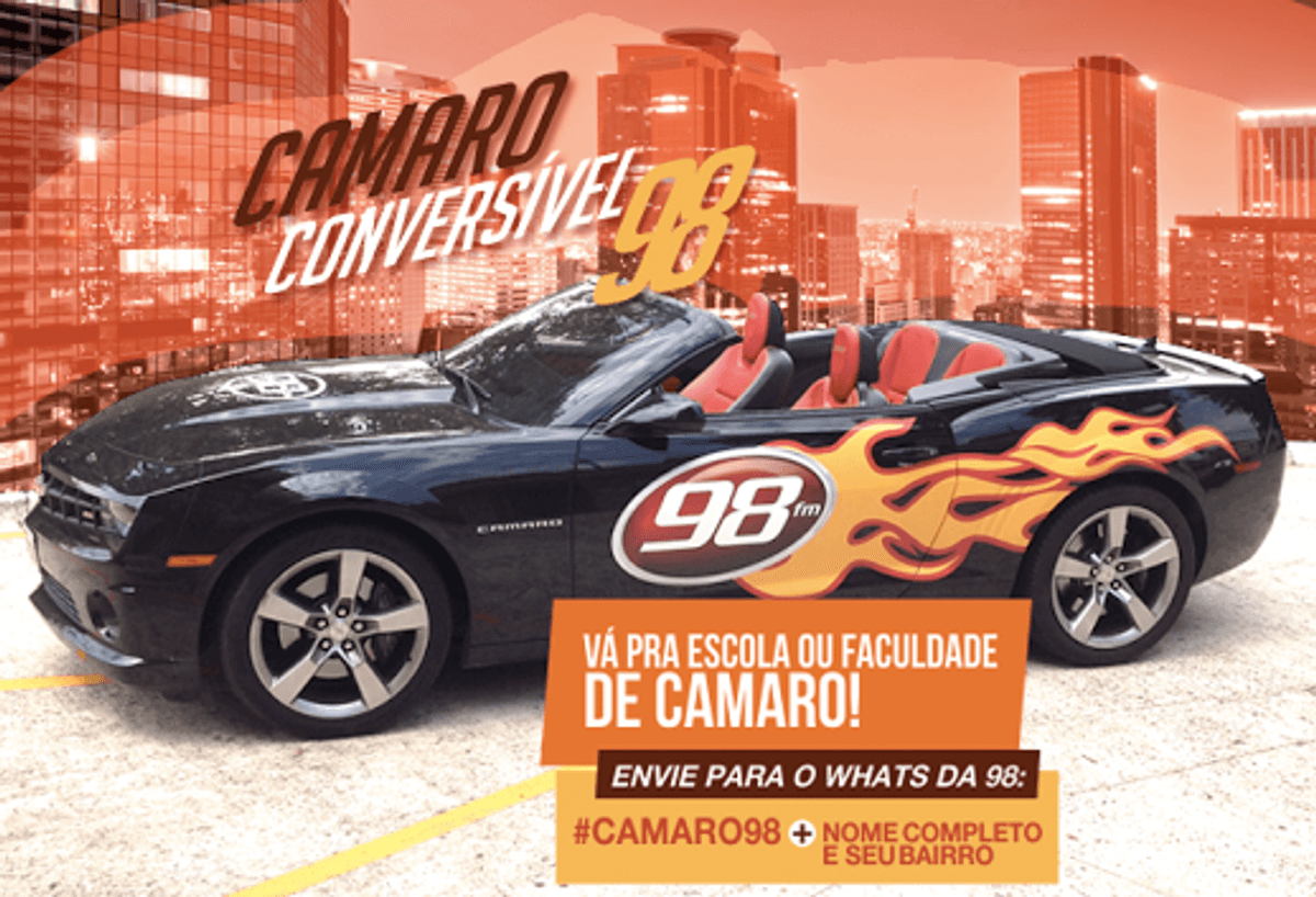 98 FM adquire um “Camaro Conversível Preto” como viatura de promoções em Curitiba