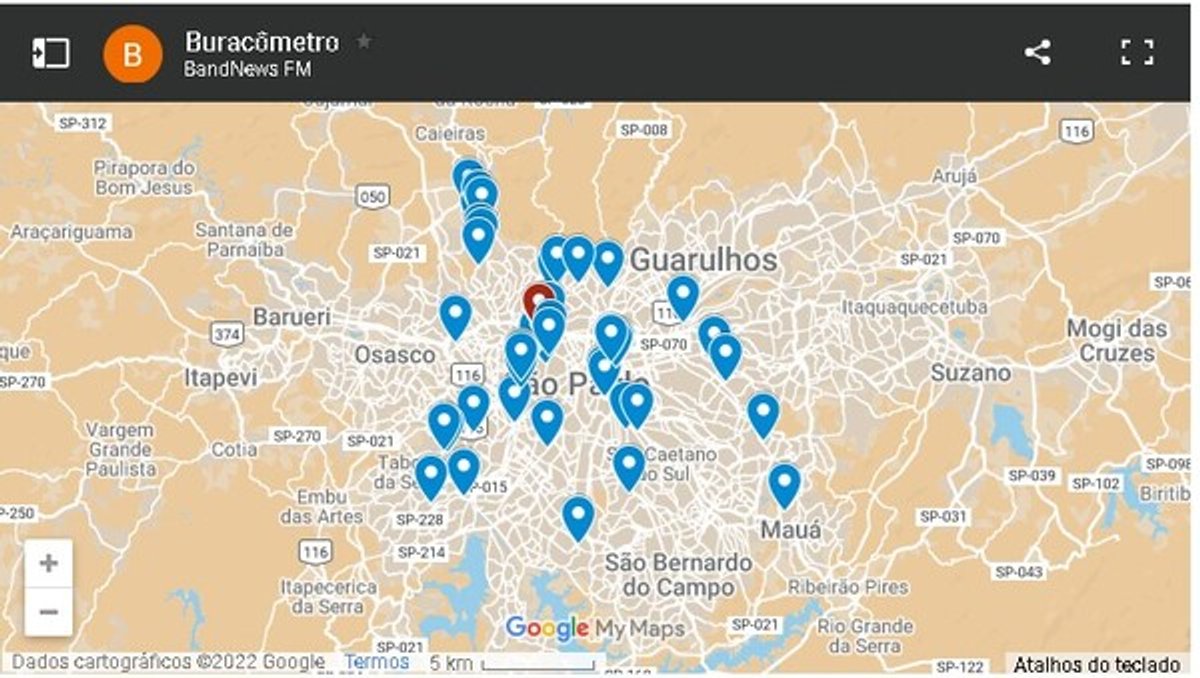 BandNews FM relança projeto Buracômetro para indicar buracos nas ruas da capital paulista