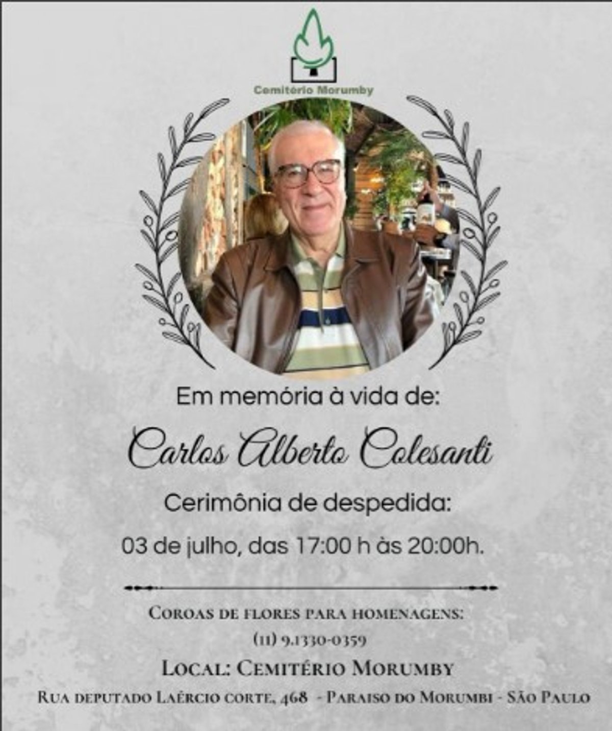 Radiodifusor Carlos Alberto Colesanti morre em São Paulo