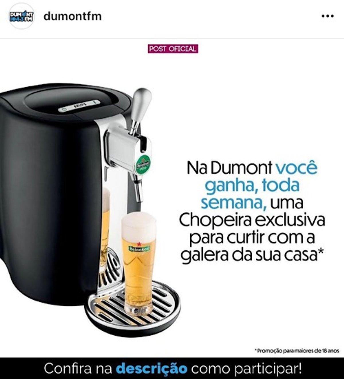Dumont FM completa 40 anos e realiza ações comemorativas. Emissora sorteia uma chopeira por semana