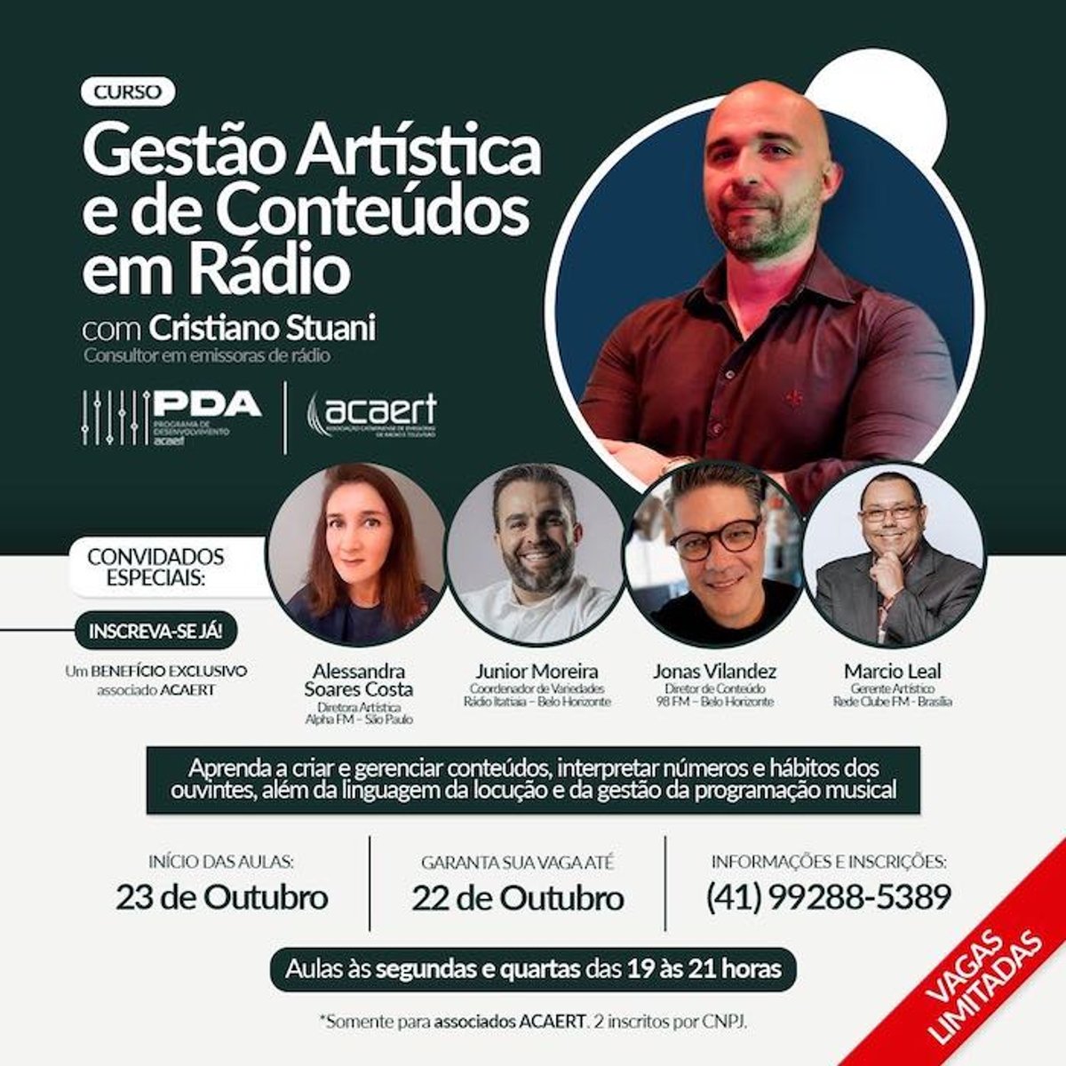 ACAERT realiza curso de Gestão Artística e de Conteúdos com aula inaugural de Alessandra Soares Costa e participação de Junior Moreira, Jonas Vilandez e Márcio Leal