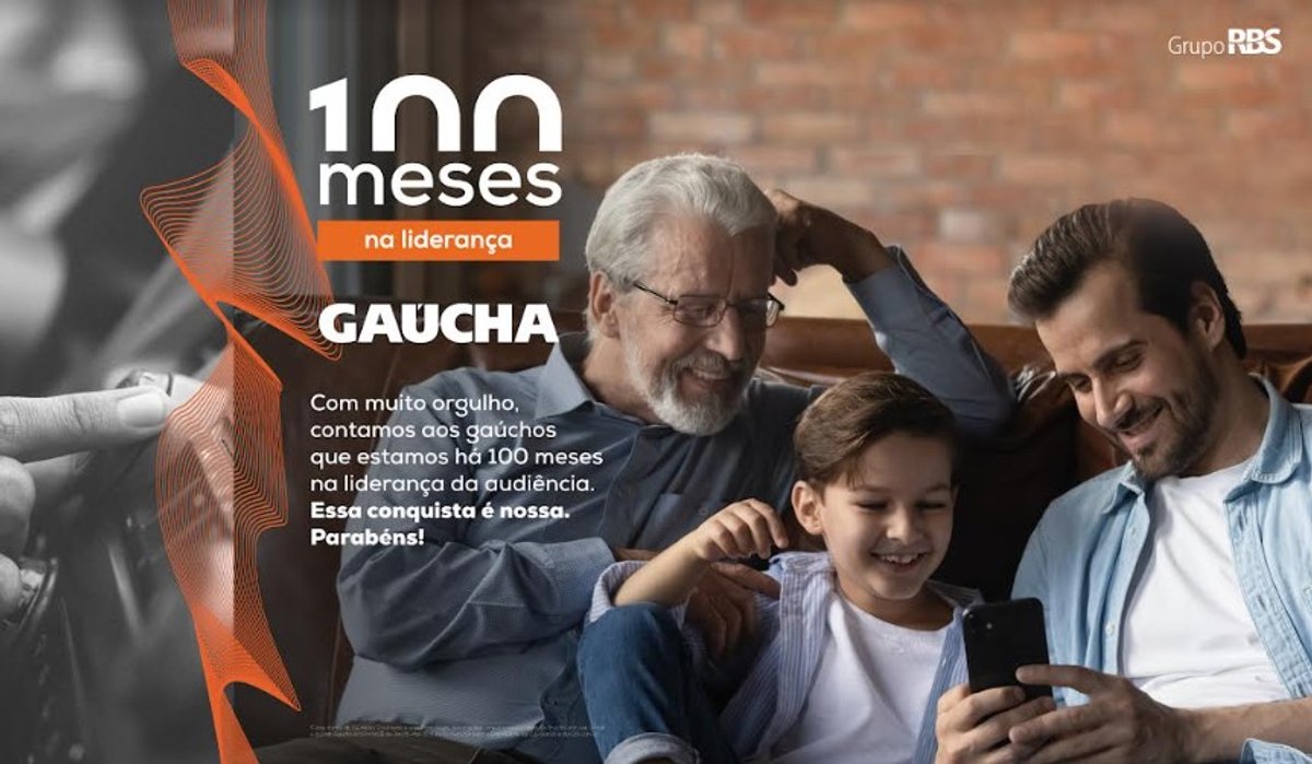 Rádio Gaúcha divulga campanha para comemorar 100 meses na liderança de audiência em Porto Alegre