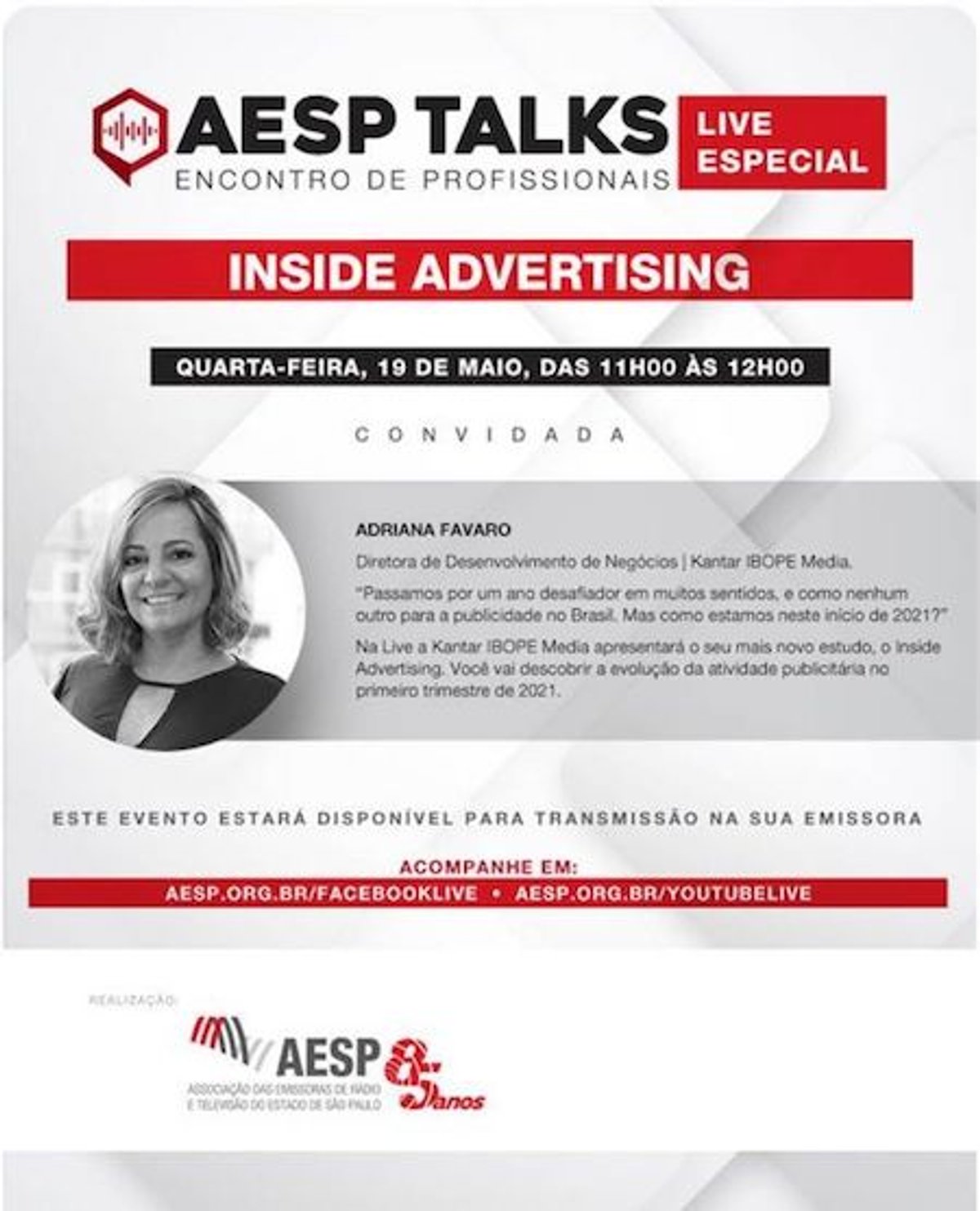 AESP transmite encontro do comitê jurídico e realiza AESP Talk "Inside Advertising" nesta quarta-feira (19)
