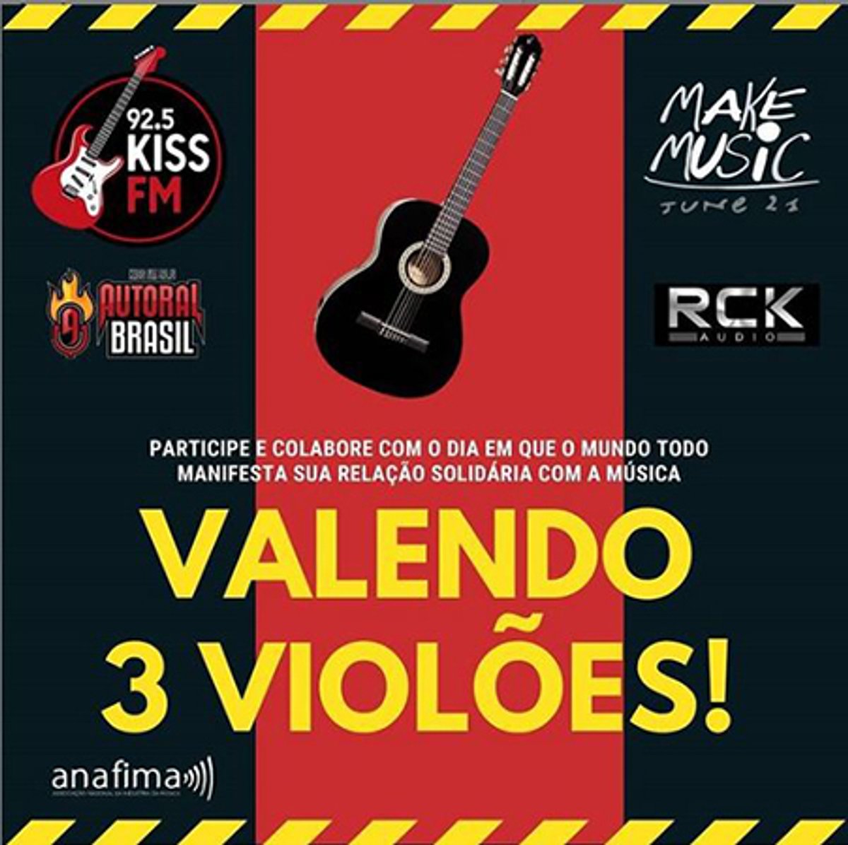 Kiss FM promove projeto Make Music Day e sorteia três violões em São Paulo