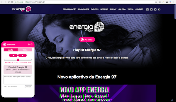 Estúdio ao vivo!: www.97fm.com.br, By ‏‎Energia 97 FM‎‏